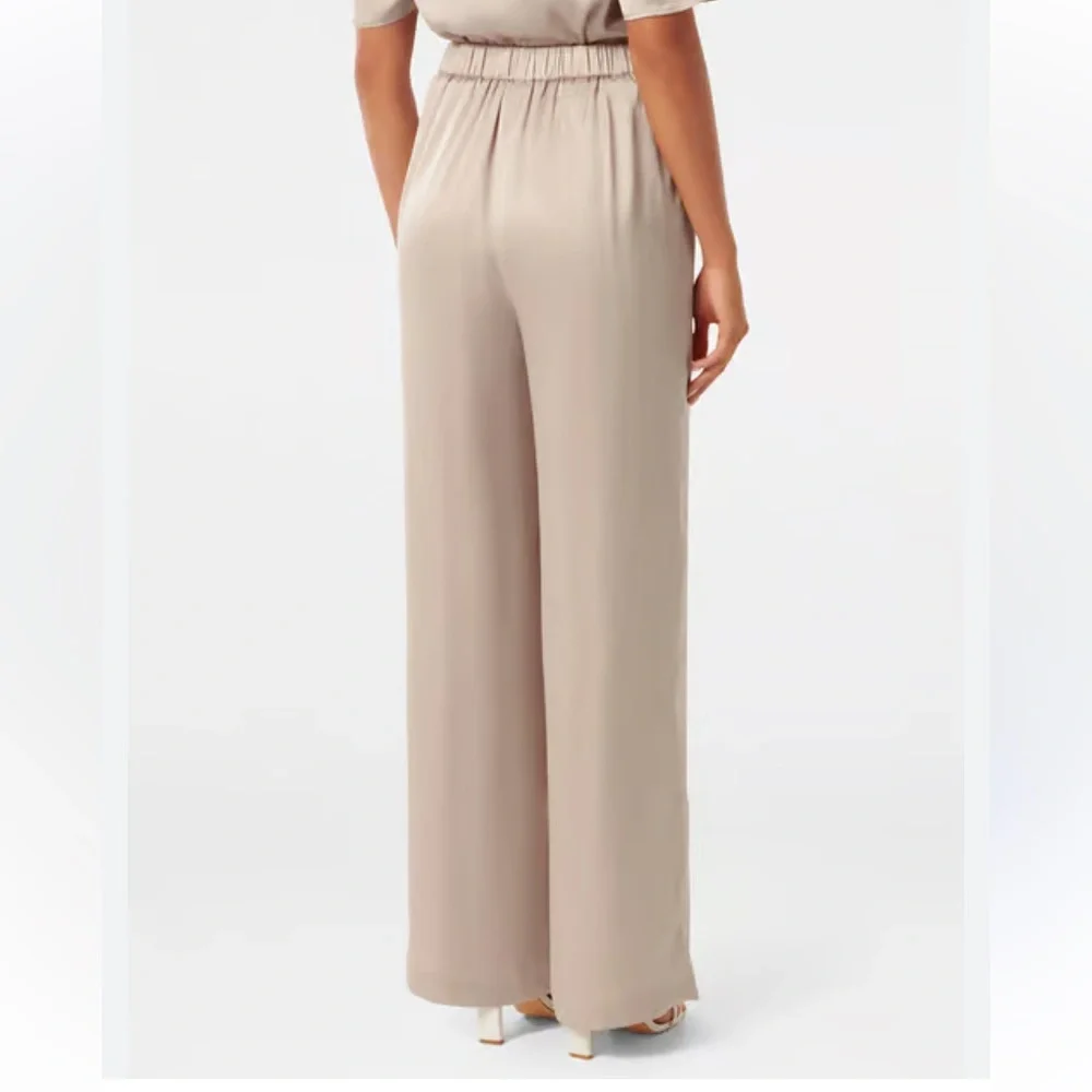 Express High Rise Wide-Leg Pants with Tie Waist Women Size M Beige Quiet Luxury - Picture 2 of 12